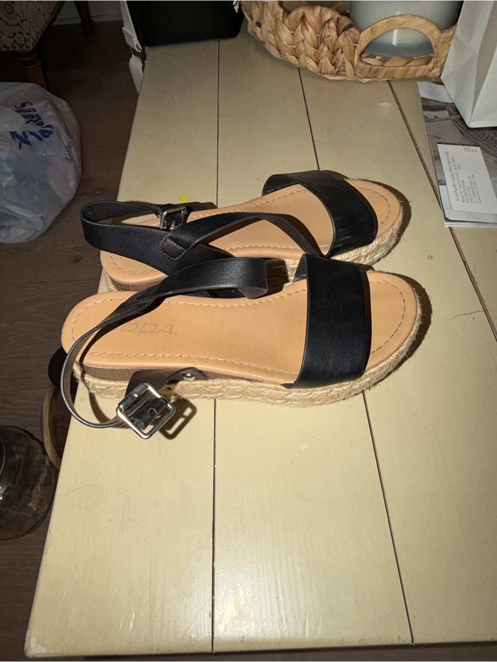 Black Espadrille Sandals with Ankle Strap
